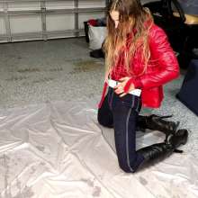 Tight and Wet Clothes: An Oil and Water Tight Jeans and Stiletto Boots Video