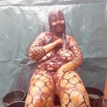 Darkabyss445: Fishnet Body Stocking with Legs Spread Wide Messy Affair