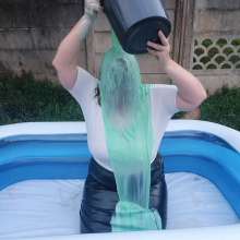 Darkabyss445: Leather Skirt and White Shirt Slimed