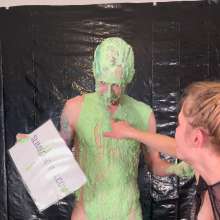 Slimed Models: Male Vs. Female Strip Rock, Paper, Scissors and Slime