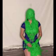 MessQueen: Mess Queen's Blue Lace Cocktail Dress Gets Covered in Slime