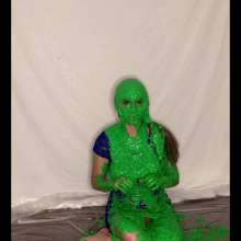 MessQueen: Mess Queen's Blue Lace Cocktail Dress Gets Covered in Slime