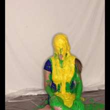MessQueen: Mess Queen's Blue Lace Cocktail Dress Gets Covered in Slime