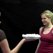 RevSlymsford: Pin The Pie!:  Blind-folded, Jessie Must Try + Pie Annabelle