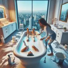 Bobographer: Painter Girls Part 7--Painting luxury condo bathrooms