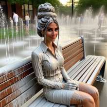 splathair2020: AI wam on a park bench