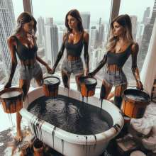 Bobographer: Painter Girls Part 10--Filling Tubs with Black 'Paint'