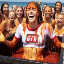 Bobographer: In The Bin game show--Ketchup (red for Valentine's Day)
