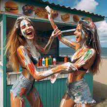 Bobographer: Painter Girls Part 1--I asked some college grads to paint my snack bar