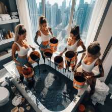 Bobographer: Painter Girls Part 10--Filling Tubs with Black 'Paint'