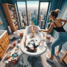 Bobographer: Painter Girls Part 7--Painting luxury condo bathrooms