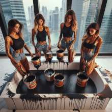 Bobographer: Painter Girls Part 10--Filling Tubs with Black 'Paint'