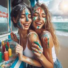 Bobographer: Painter Girls Part 1--I asked some college grads to paint my snack bar