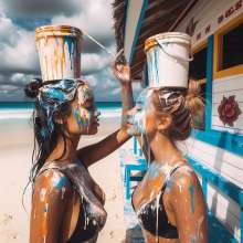 Bobographer: Painter Girls Part 1--I asked some college grads to paint my snack bar