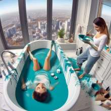 Bobographer: Painter Girls Part 7--Painting luxury condo bathrooms