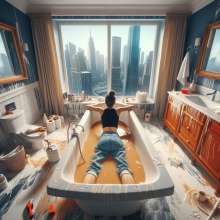 Bobographer: Painter Girls Part 7--Painting luxury condo bathrooms