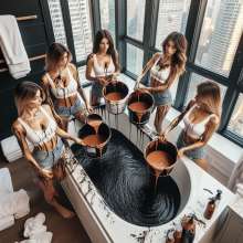 Bobographer: Painter Girls Part 10--Filling Tubs with Black 'Paint'