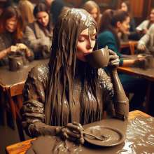 splathair2020: AI coffee break for some muddy ladies