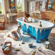 Bobographer: Painter Girls Part 7--Painting luxury condo bathrooms