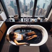 Bobographer: Painter Girls Part 11--Getting into the tubs of black roofing tar