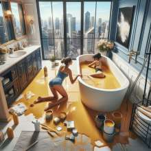 Bobographer: Painter Girls Part 7--Painting luxury condo bathrooms