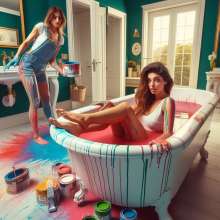 Bobographer: Painter Girls Part 7--Painting luxury condo bathrooms