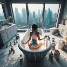 Bobographer: Painter Girls Part 7--Painting luxury condo bathrooms