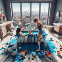 Bobographer: Painter Girls Part 7--Painting luxury condo bathrooms