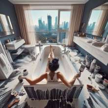 Bobographer: Painter Girls Part 7--Painting luxury condo bathrooms