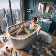 Bobographer: Painter Girls Part 7--Painting luxury condo bathrooms
