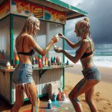 Bobographer: Painter Girls Part 1--I asked some college grads to paint my snack bar