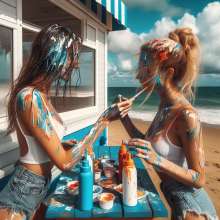 Bobographer: Painter Girls Part 1--I asked some college grads to paint my snack bar