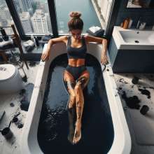 Bobographer: Painter Girls Part 11--Getting into the tubs of black roofing tar