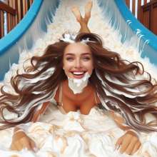 splathair2020: AI water slides, skateboarders, and messy cream