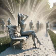 splathair2020: AI wam on a park bench