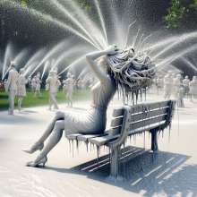 splathair2020: AI wam on a park bench