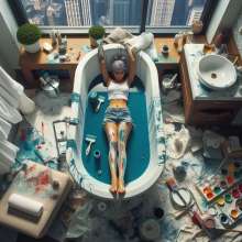 Bobographer: Painter Girls Part 7--Painting luxury condo bathrooms