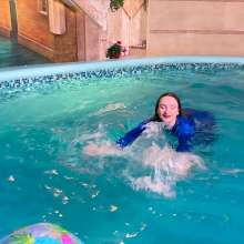 Wet Live Team: All Wet in the Pool Dressed in a Chic Blue Tracksuit