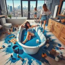 Bobographer: Painter Girls Part 7--Painting luxury condo bathrooms