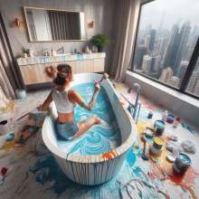 Bobographer: Painter Girls Part 7--Painting luxury condo bathrooms