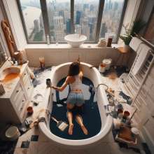 Bobographer: Painter Girls Part 7--Painting luxury condo bathrooms
