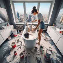 Bobographer: Painter Girls Part 7--Painting luxury condo bathrooms