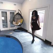 WetlookFashion: Bella Goes for a Swim in Her Sexy Mini Dress