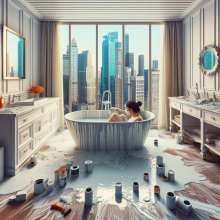 Bobographer: Painter Girls Part 7--Painting luxury condo bathrooms