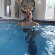 WetlookFashion: Camille Takes a Swim in Her Sexy Satin Clubbing Outfit