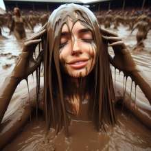 splathair2020: more AI muddy long hair pics