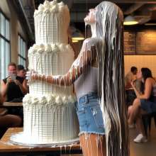 splathair2020: AI test, longer hair and cake