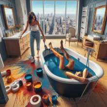 Bobographer: Painter Girls Part 7--Painting luxury condo bathrooms
