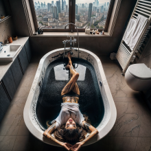 Bobographer: Painter Girls Part 11--Getting into the tubs of black roofing tar