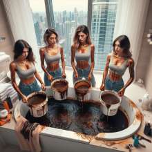 Bobographer: Painter Girls Part 10--Filling Tubs with Black 'Paint'